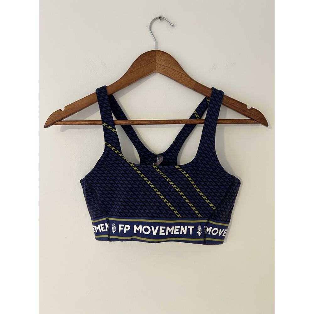 NWT FP Free People Movement Never Better Sports Bra $58 S Blue Black Combo